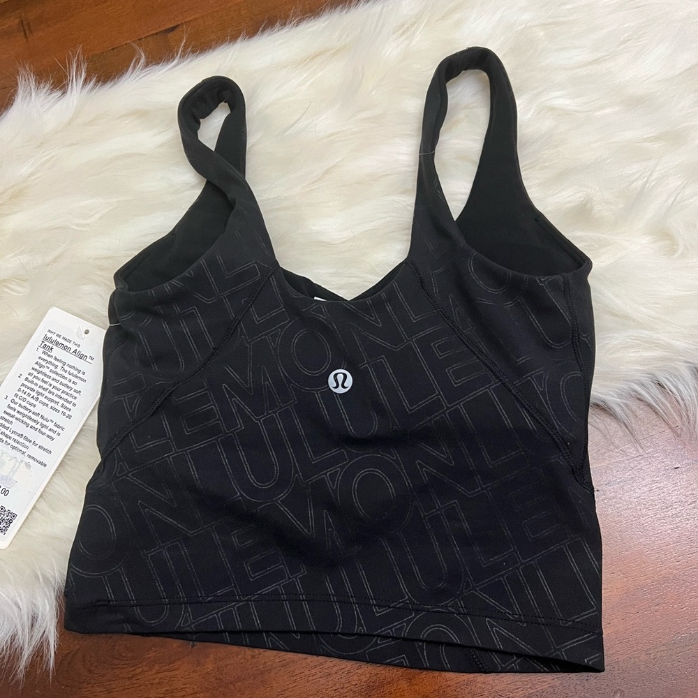 Lululemon Align Tank Top Nulu Linear Word Mark Black Size 0 NWT - Picture 2 of 3